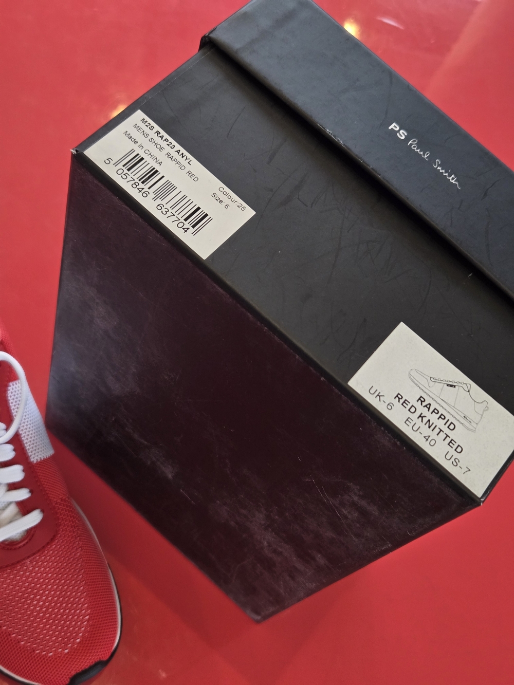 PS Paul Smith Red and White Mesh Lace-Up Sneakers - Picture 5 of 6